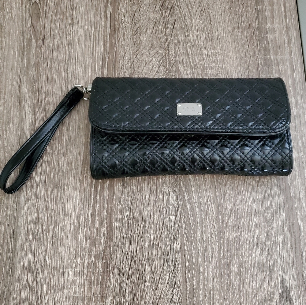 Armani Exchange Black Patent Leather Wristlet